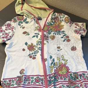 Vanilla Sugar Floral Hoodie - White and Green